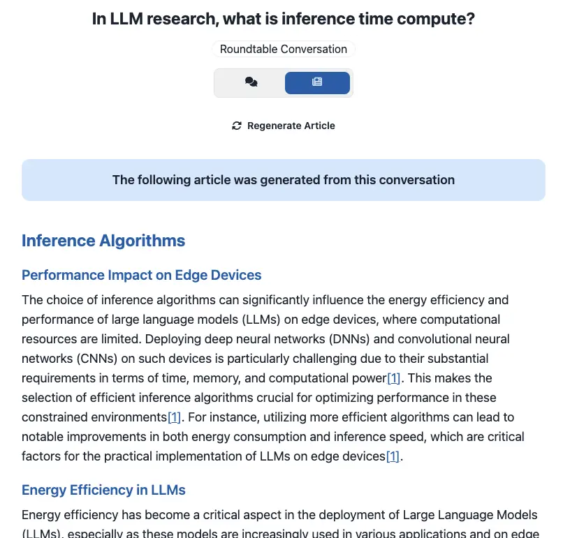 CO-STORM can output a fresh wikipedia-like article